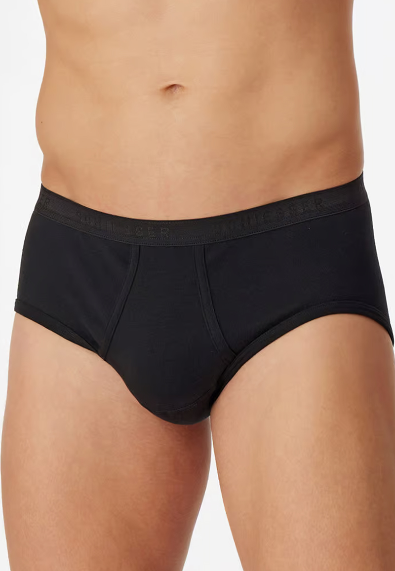 Schiesser Sportslip met gulp original feinrib 2-pack zwart