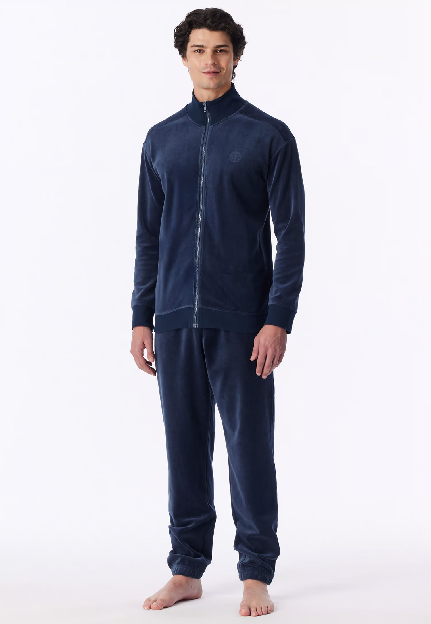 Schiesser Huispak blauw velours