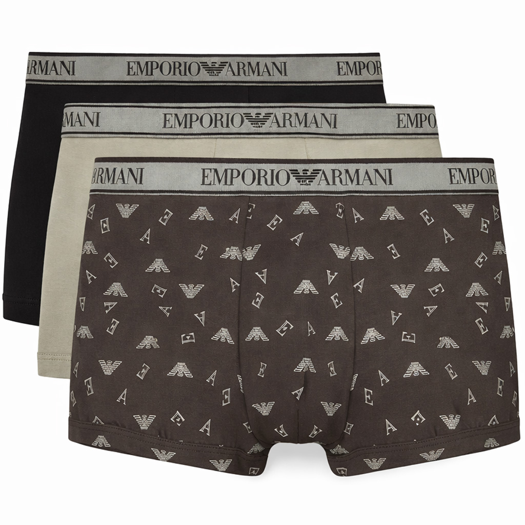 Armani boxers - trunks  3-pack met Logo band zwart - groen 