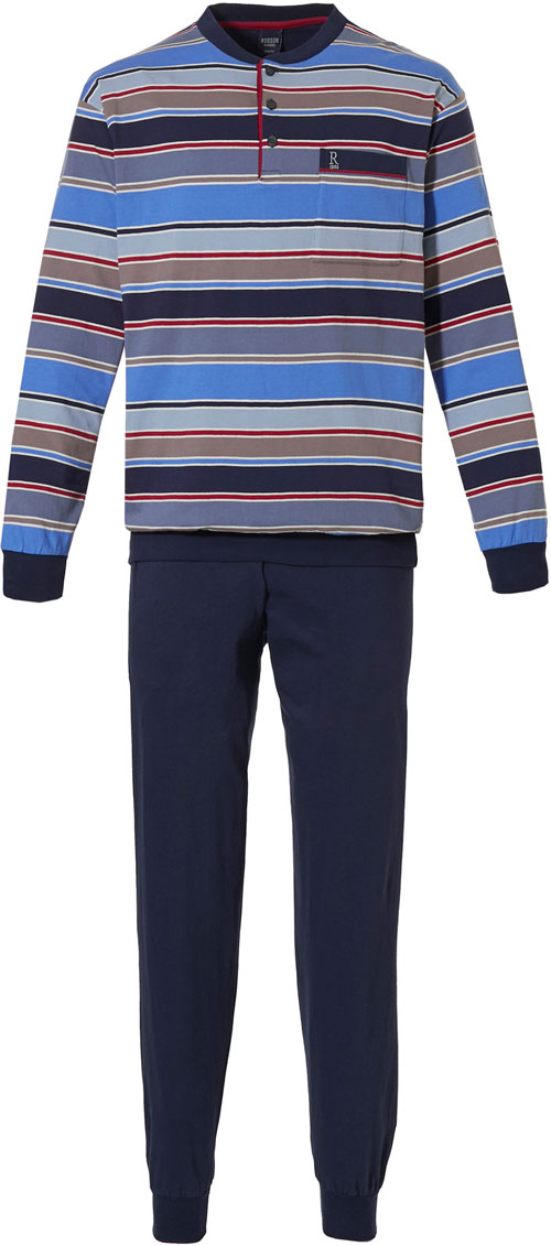 Robson pyjama met boorden blauw voorkant