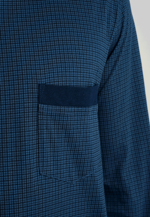 Schiesser Nachthemd blauw blokjes zakje