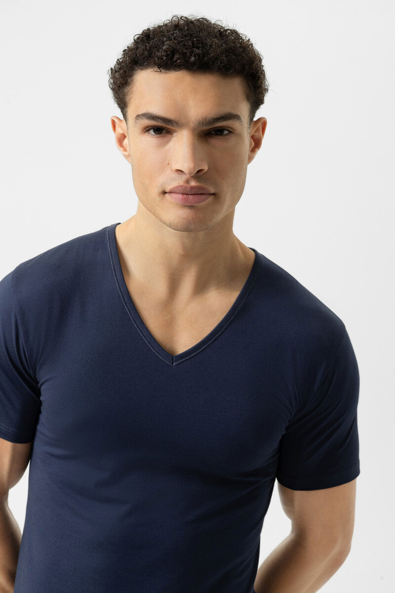 Mey dry cotton T-shirt V-hals blauw