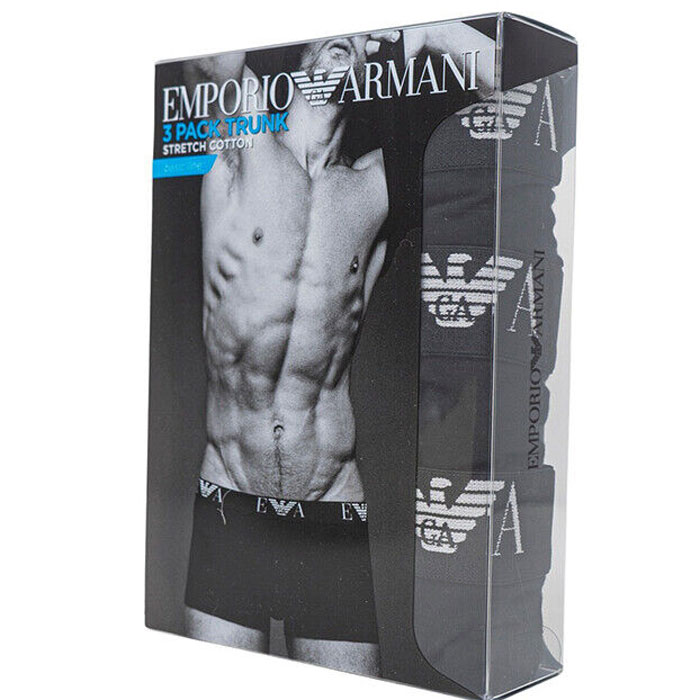 Armani Monogram shorts 3-pack zwart voor