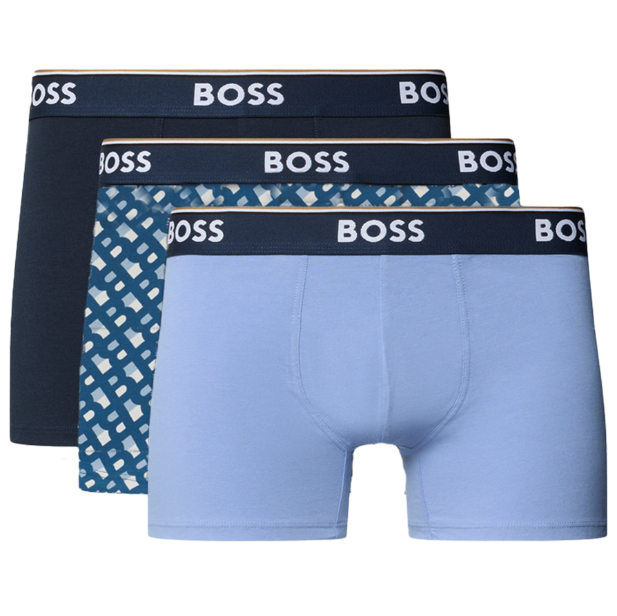 Boss Power boxer - trunk 3-pack blauw - zwart