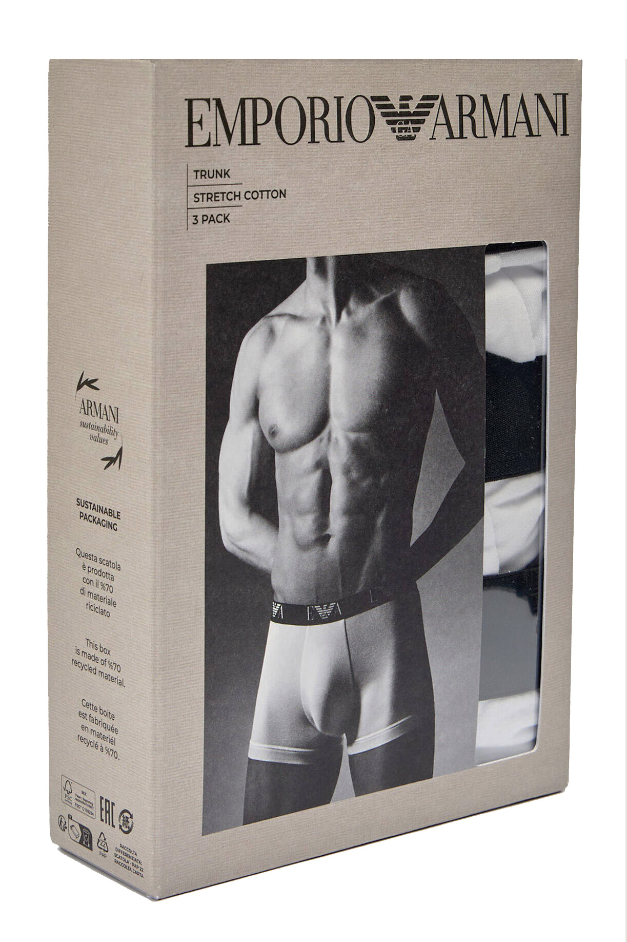 Armani boxers - trunk EA logo band 3-pack wit