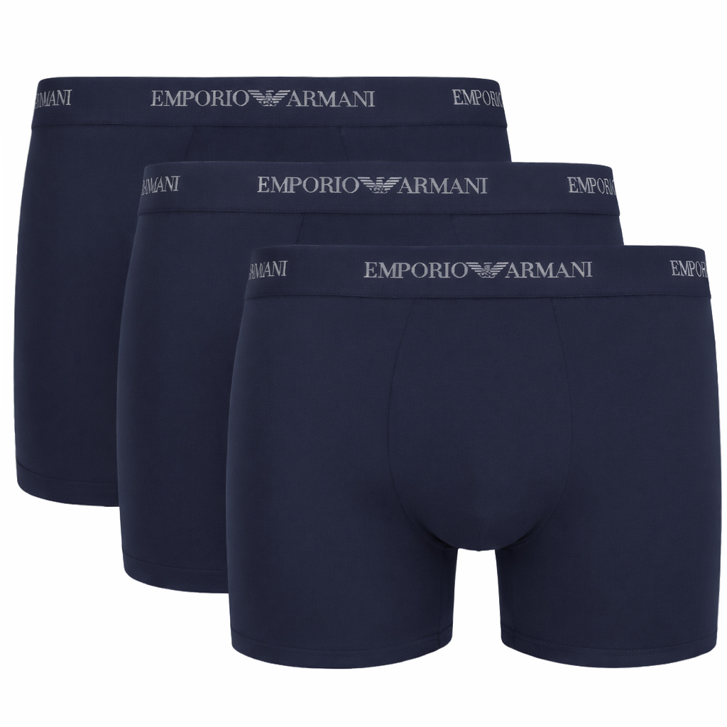 Armani boxershorts met logo band 3-pack blauw