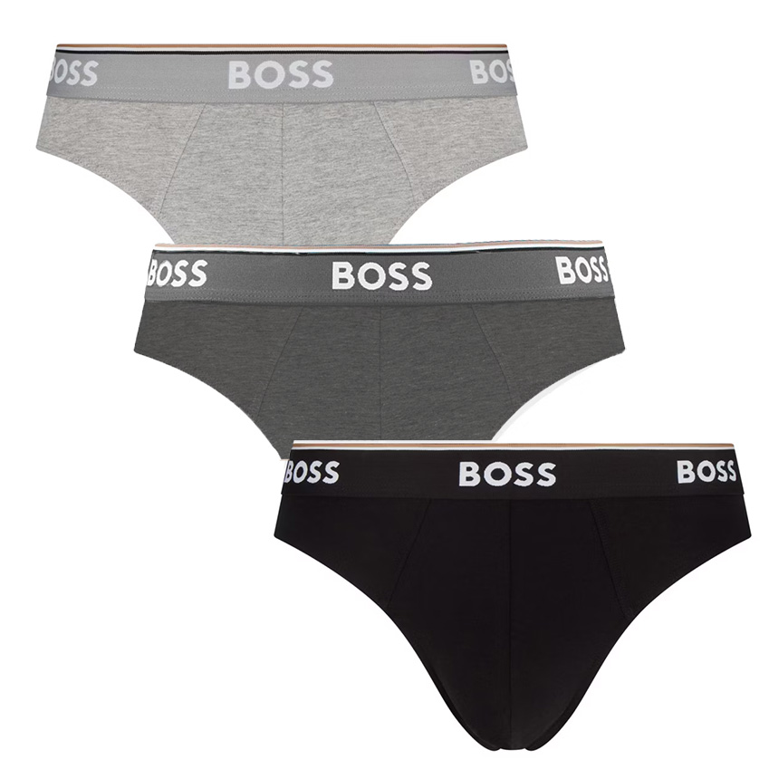 Boss 3-pack slips Power grijs-zwart