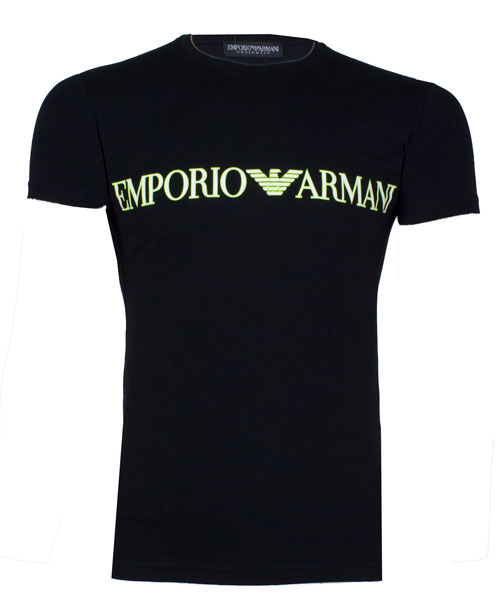 Armani T-shirt met mega logo zwart voorkant