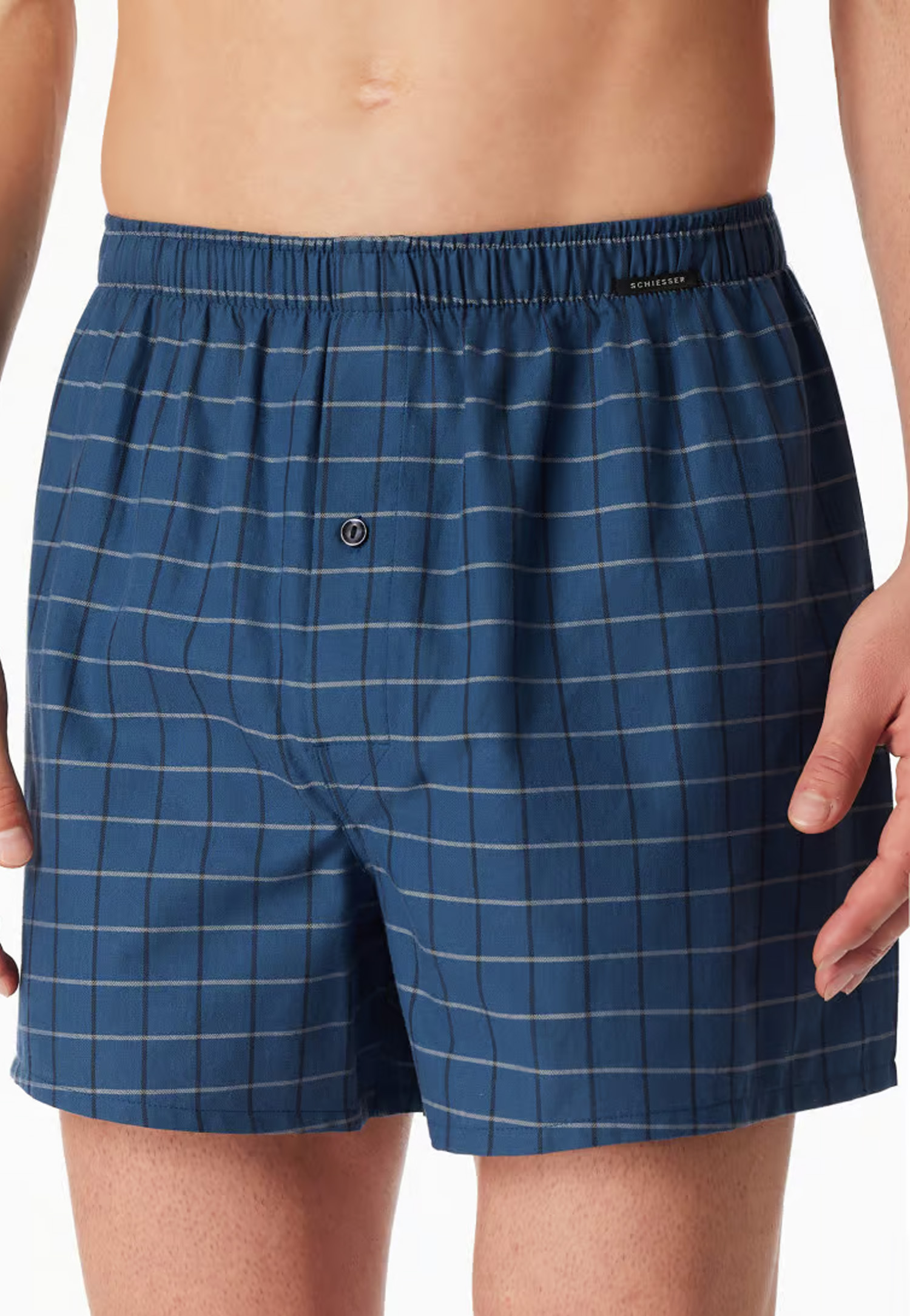 Schiesser Boxers met ruit 2-pack blauw