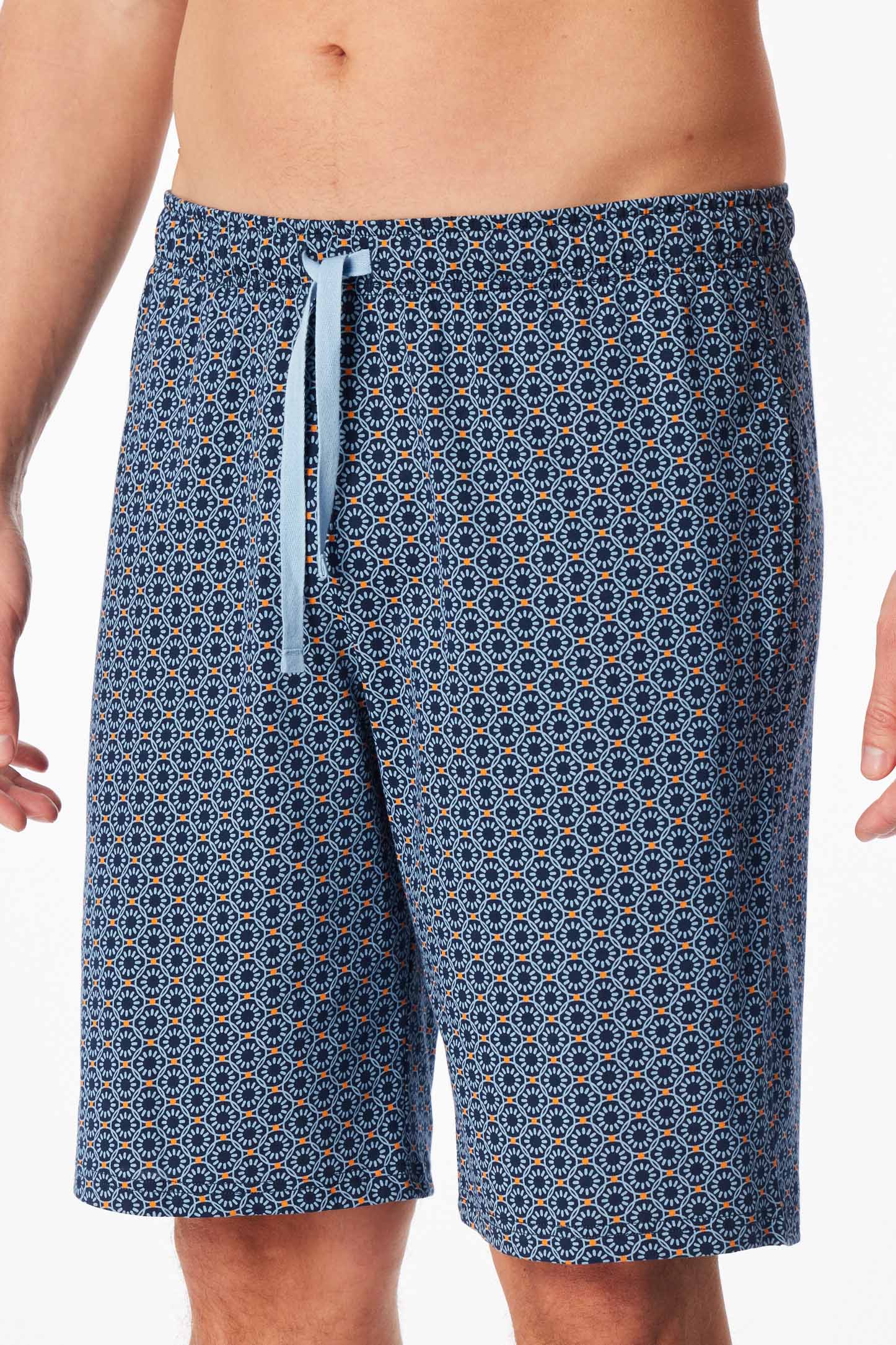 Schiesser pyjama bermuda jersey navy met printje