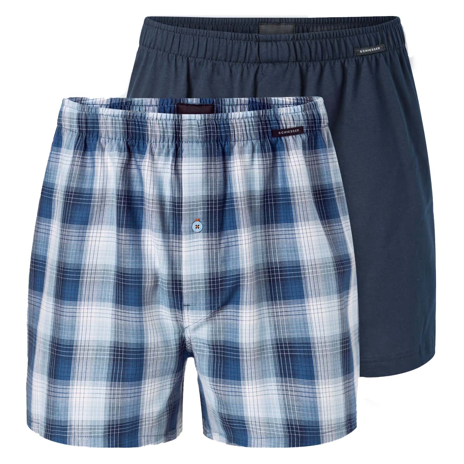 Schiesser Boxers met ruit 2-pack blauw