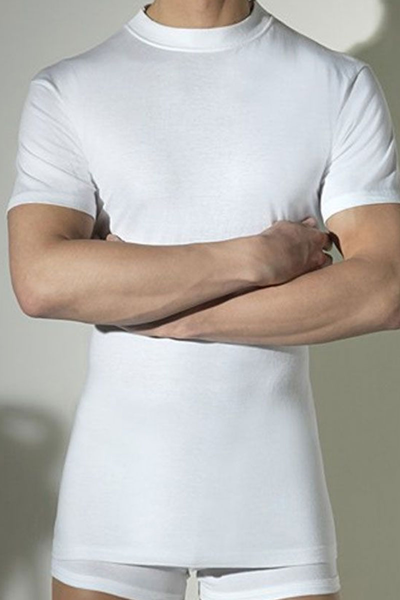 Hom T-shirt Harro met hoge boord wit