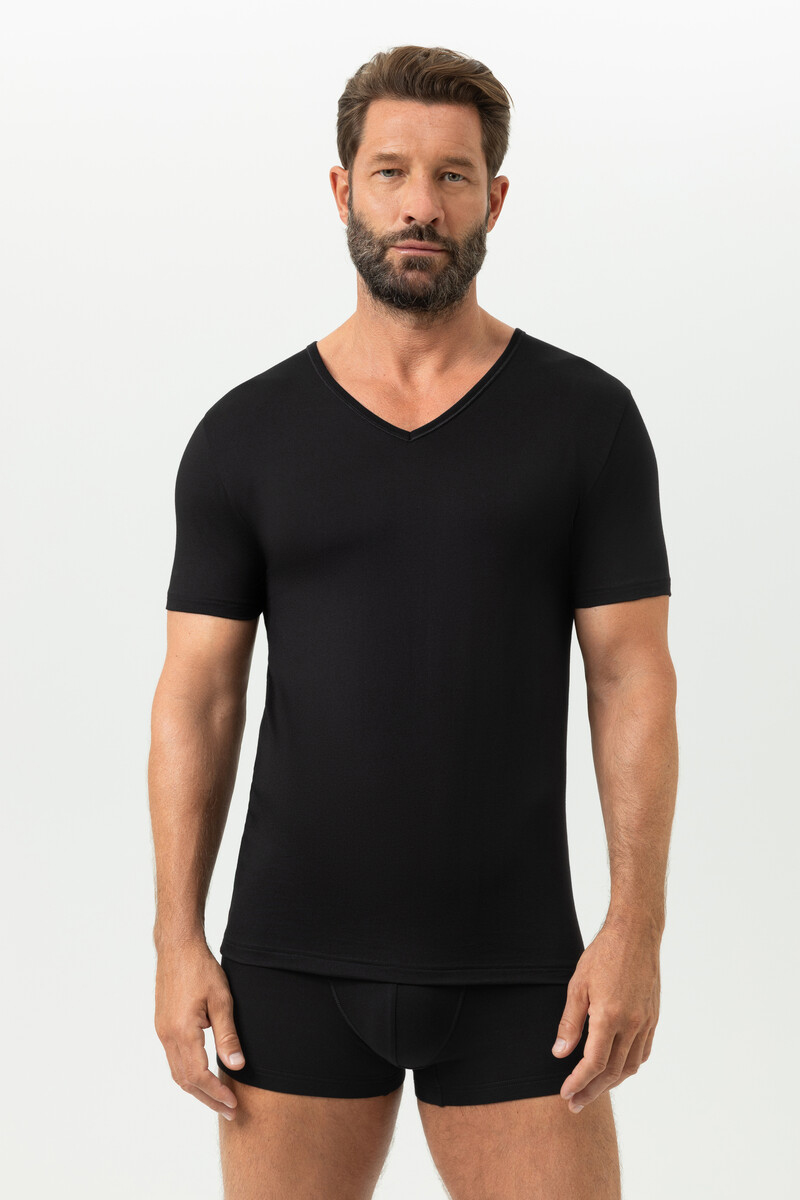 Mey dry cotton T-shirt V-hals zwart