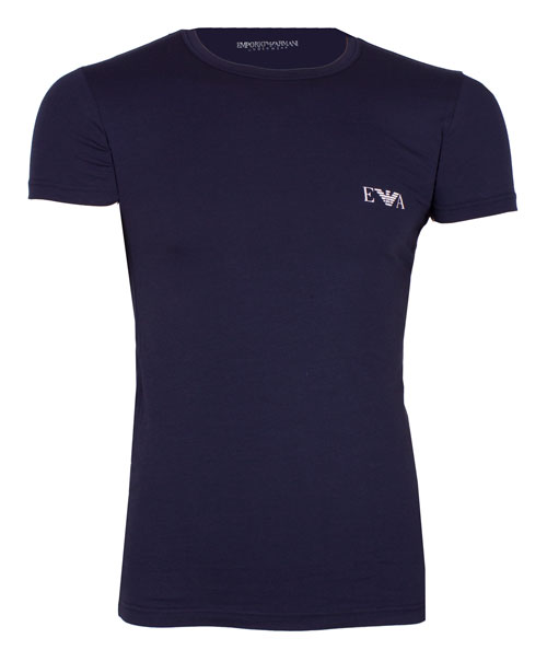 Armani EA T-shirts logo print 2-pack donkerblauw voorkant