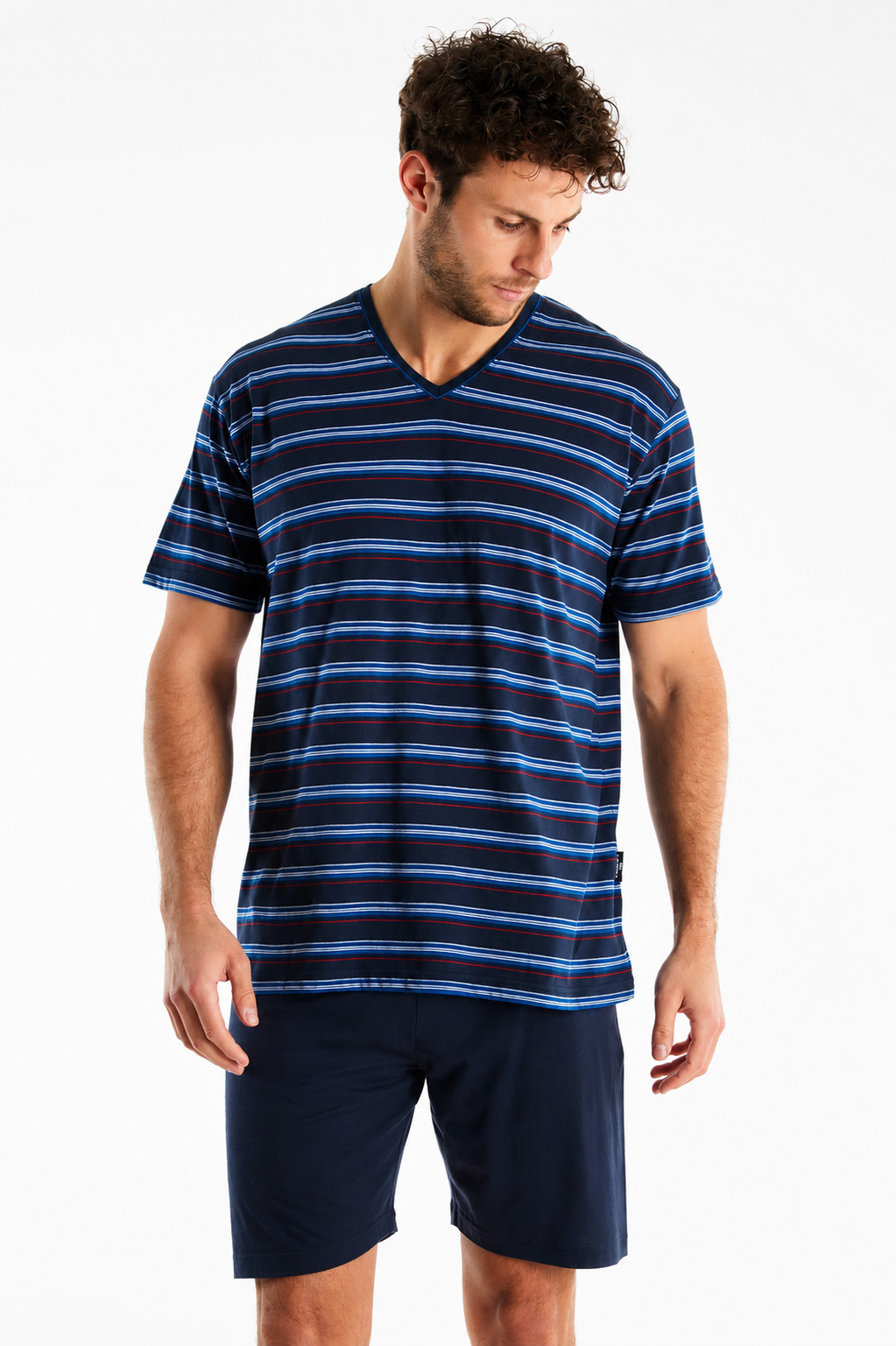 Gotzburg shortama Klima-active blauw met V-hals