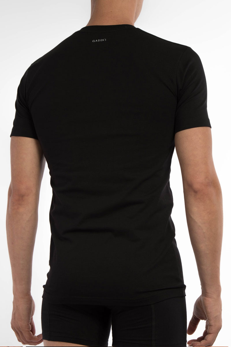 Claesens T-shirt V-hals stretch 2-Pack zwart