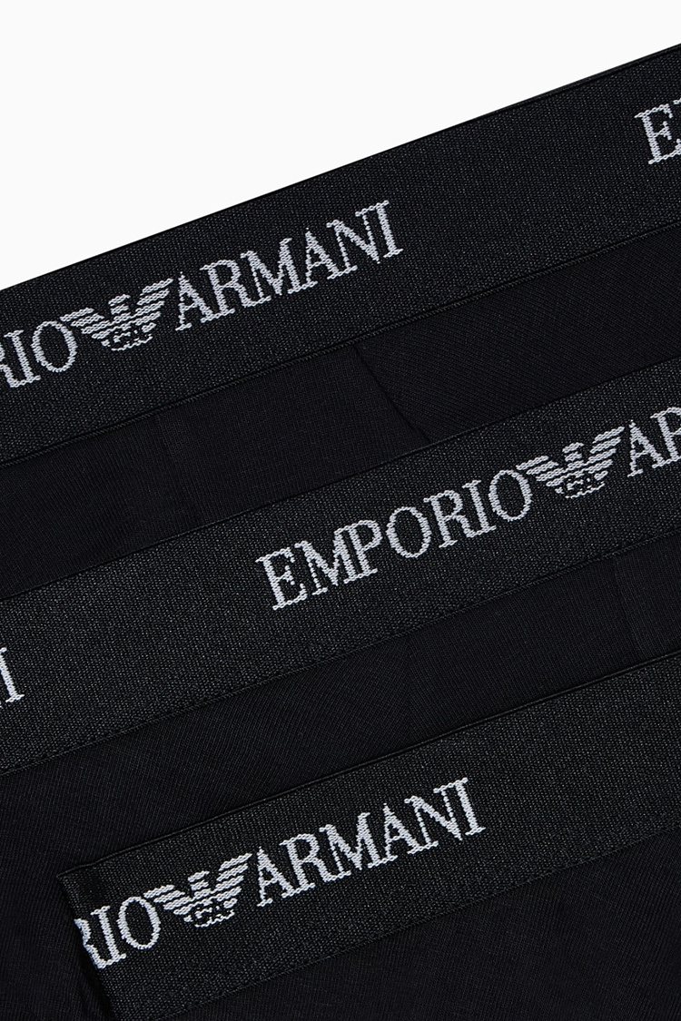 Armani slips met logo band 3-pack zwart