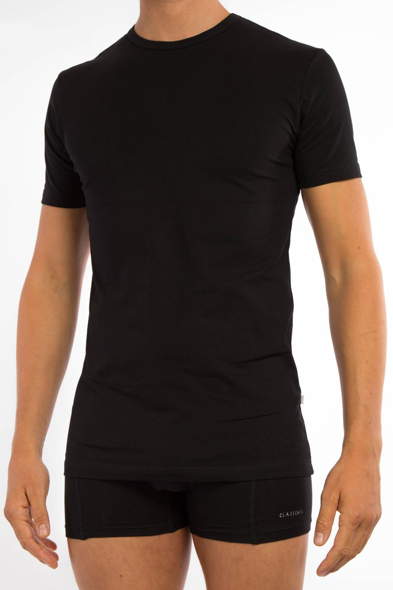 Claesens T-shirt O-hals zwart 2-pack