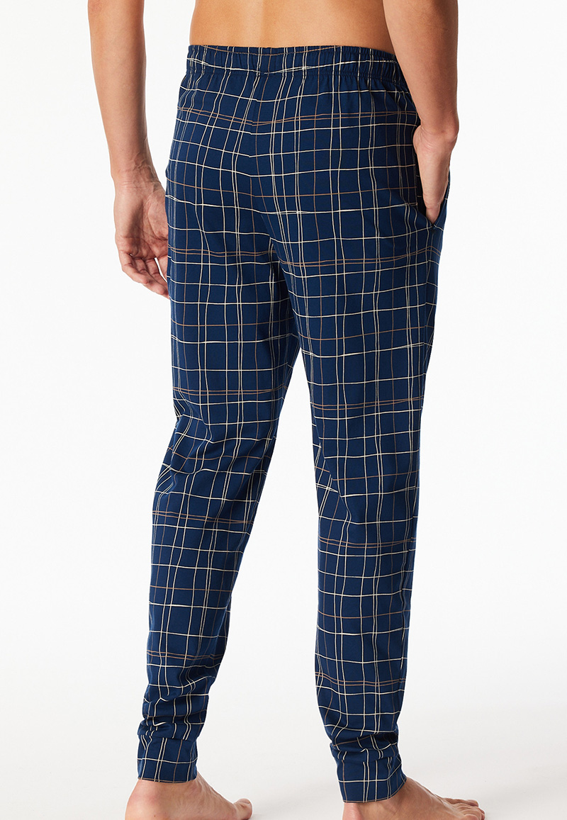 Schiesser pyjamabroek jersey blauw met ruitje