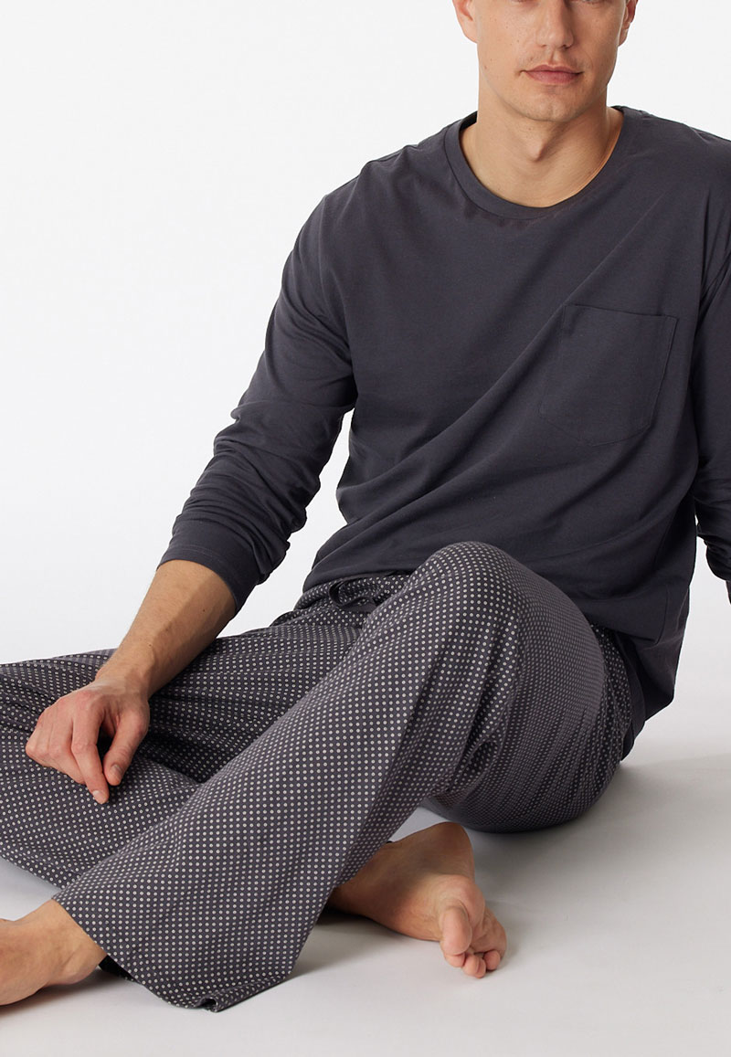 Schiesser Pyjama effen shirt print broek