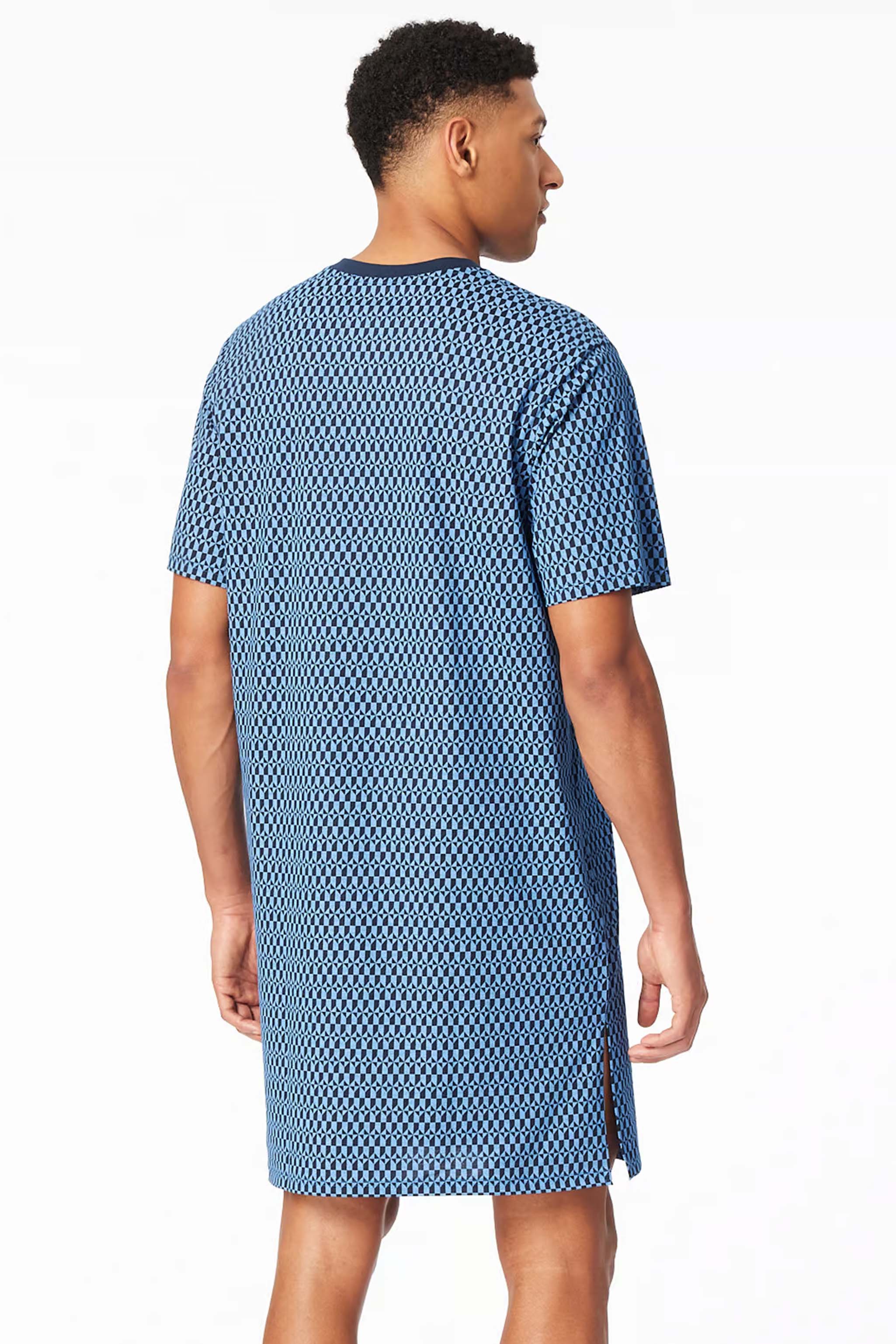 Schiesser nachthemd blauw met borstzakje 