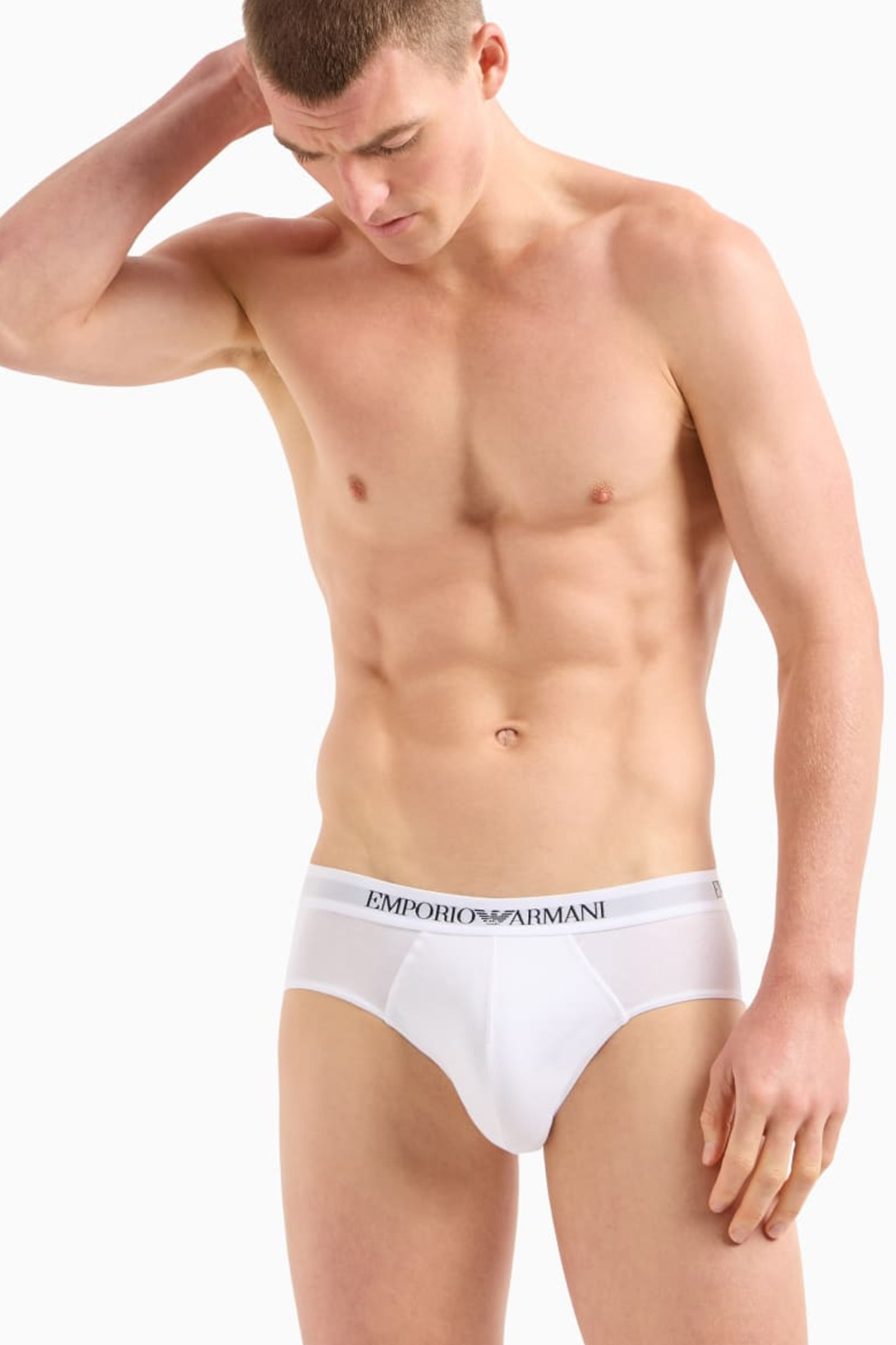 Armani slips met logo band 3-pack wit