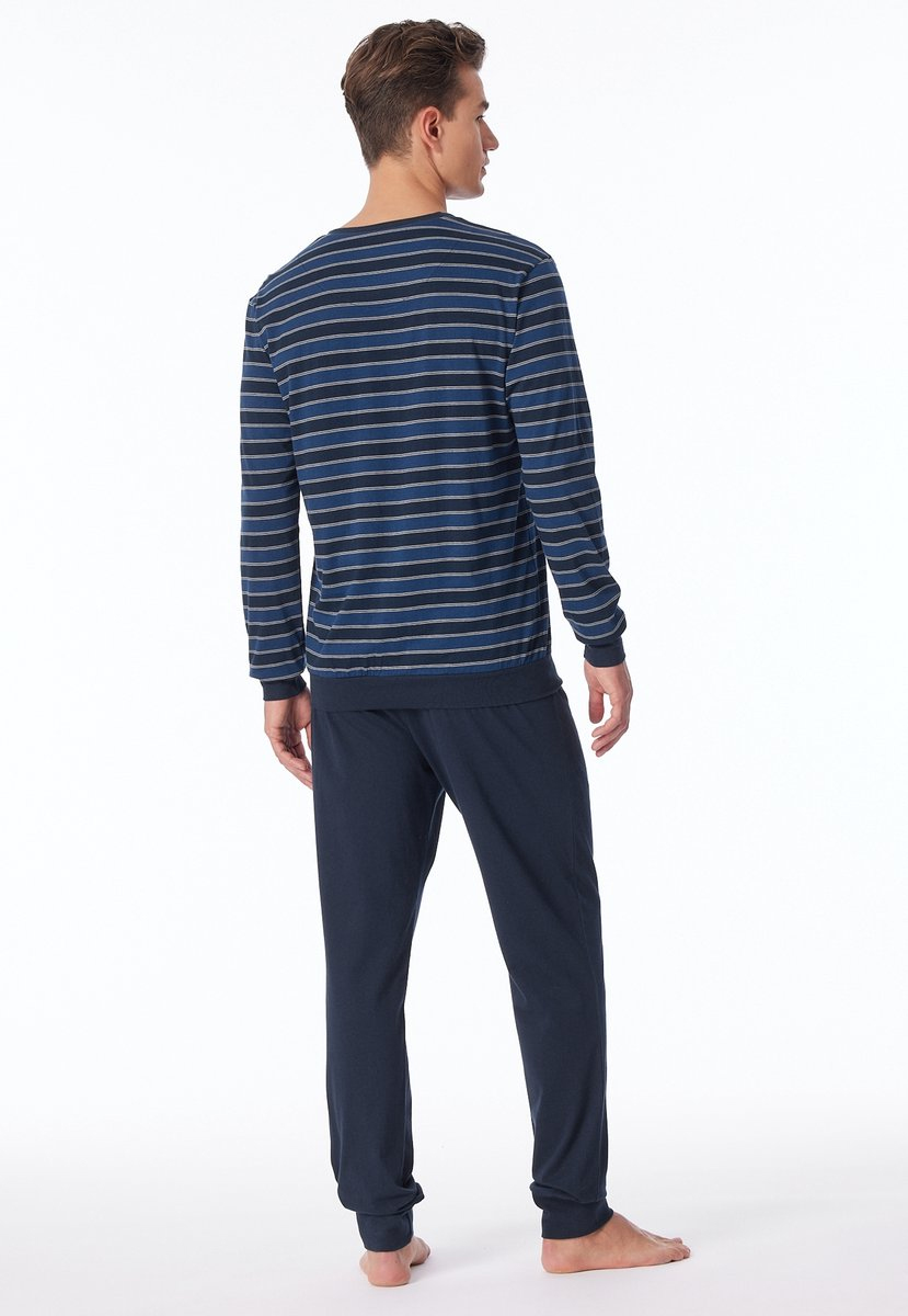 Schiesser pyjama Uncover met boorden blauw