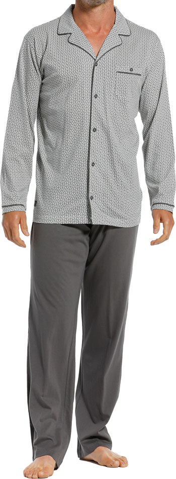 Pastunette doorknoop pyjama jersey grijs