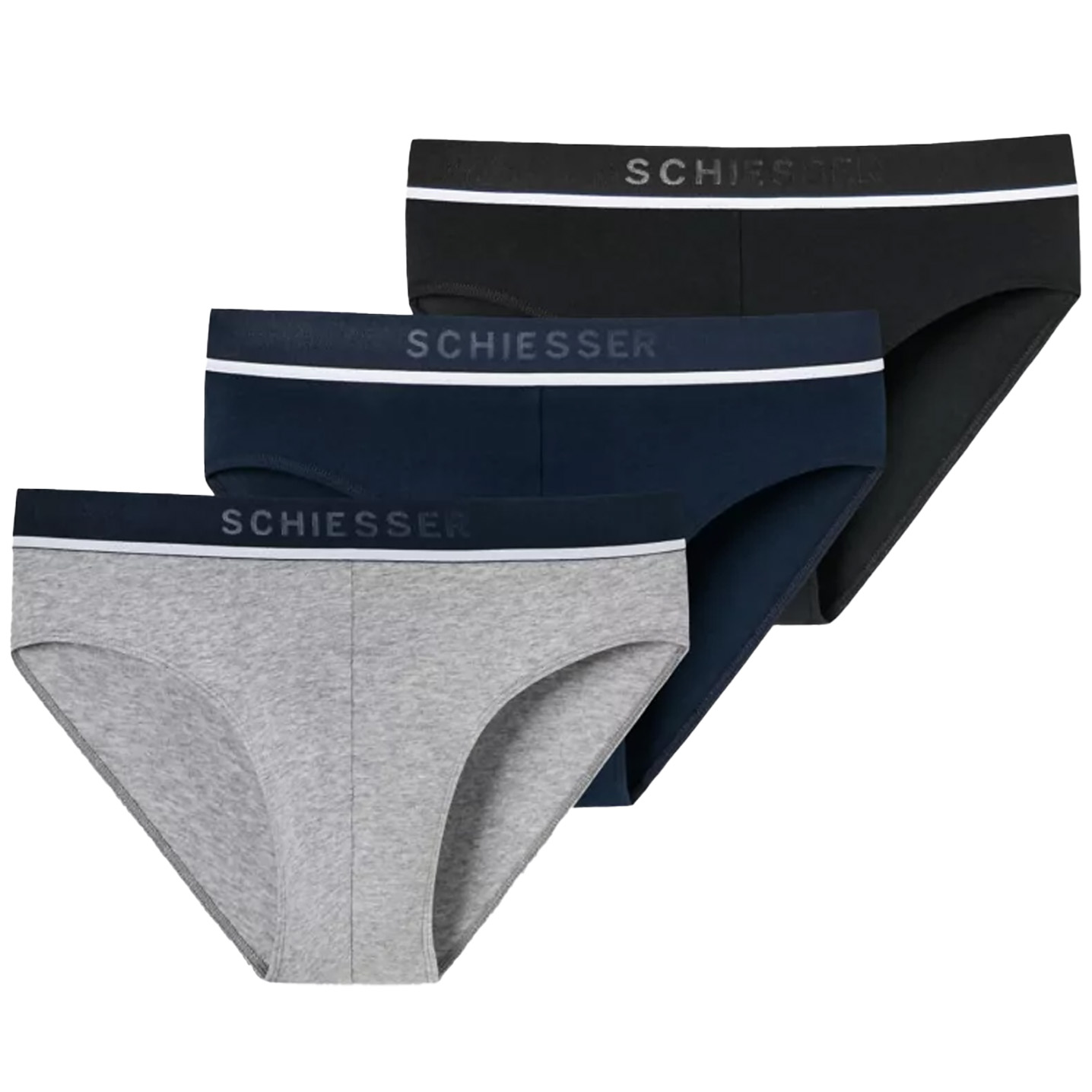 Schiesser Rio slips 95/5 blauw-zwart-grijs 3-pack