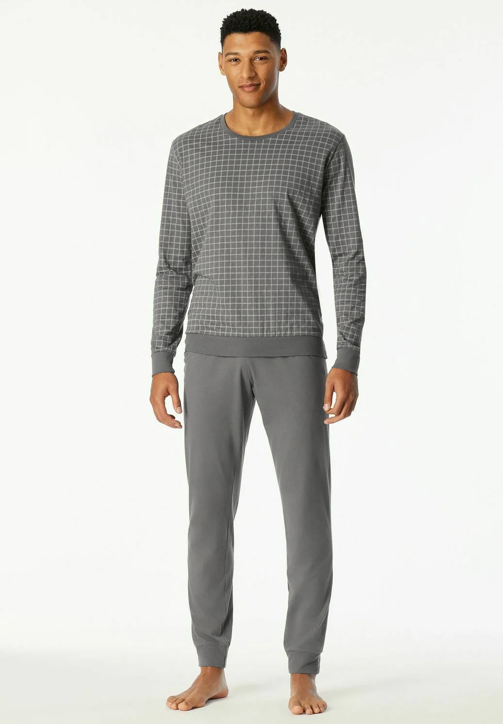 Schiesser Uncover pyjama met boorden grijs
