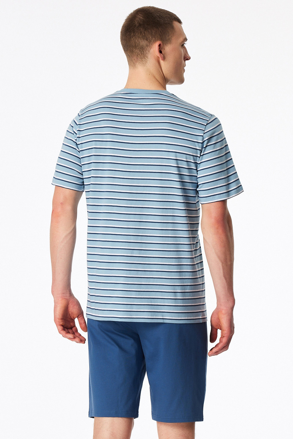 Schiesser Shortama lichtblauw gestreept