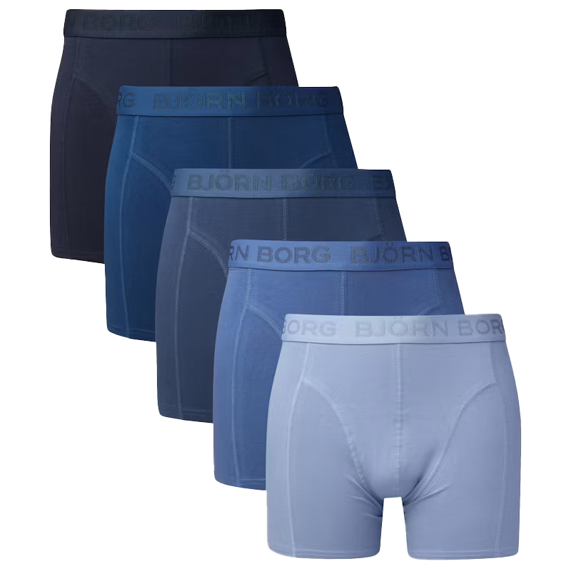 Bjorn Borg boxershorts cotton stretch 5-pack blauw ton-sur-ton