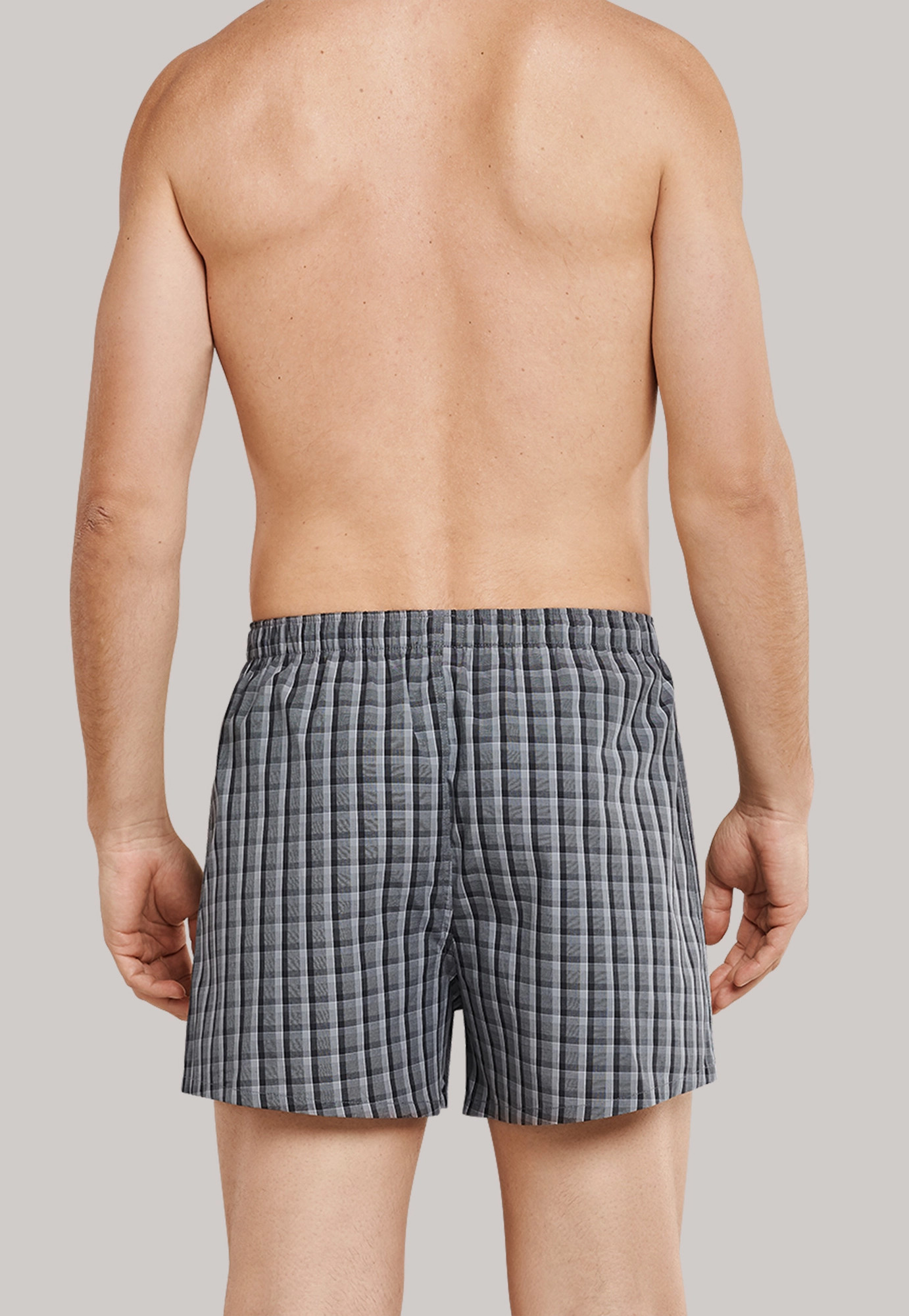 Schiesser Boxers met ruit 2-pack grijs