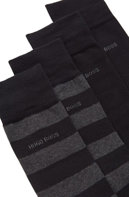 Hugo Boss heren sokken block stripe zwart logo