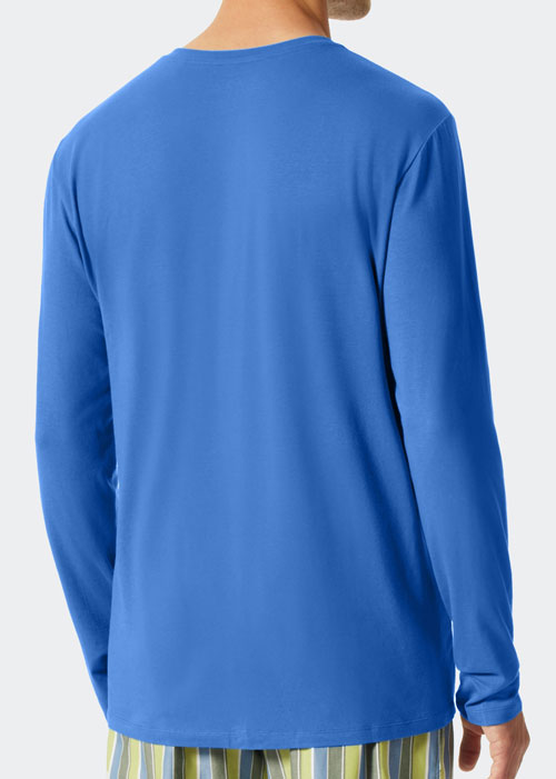 Schiesser blauw pyjamashirt achterkant