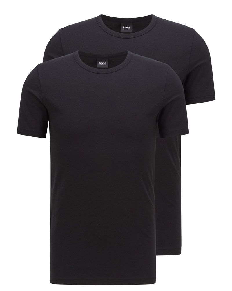 Hugo Boss T-shirt stretch slim fit 2-pack zwart