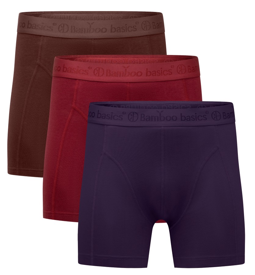 Bamboo basics 3-pack boxers Rico bruin/rood/paars