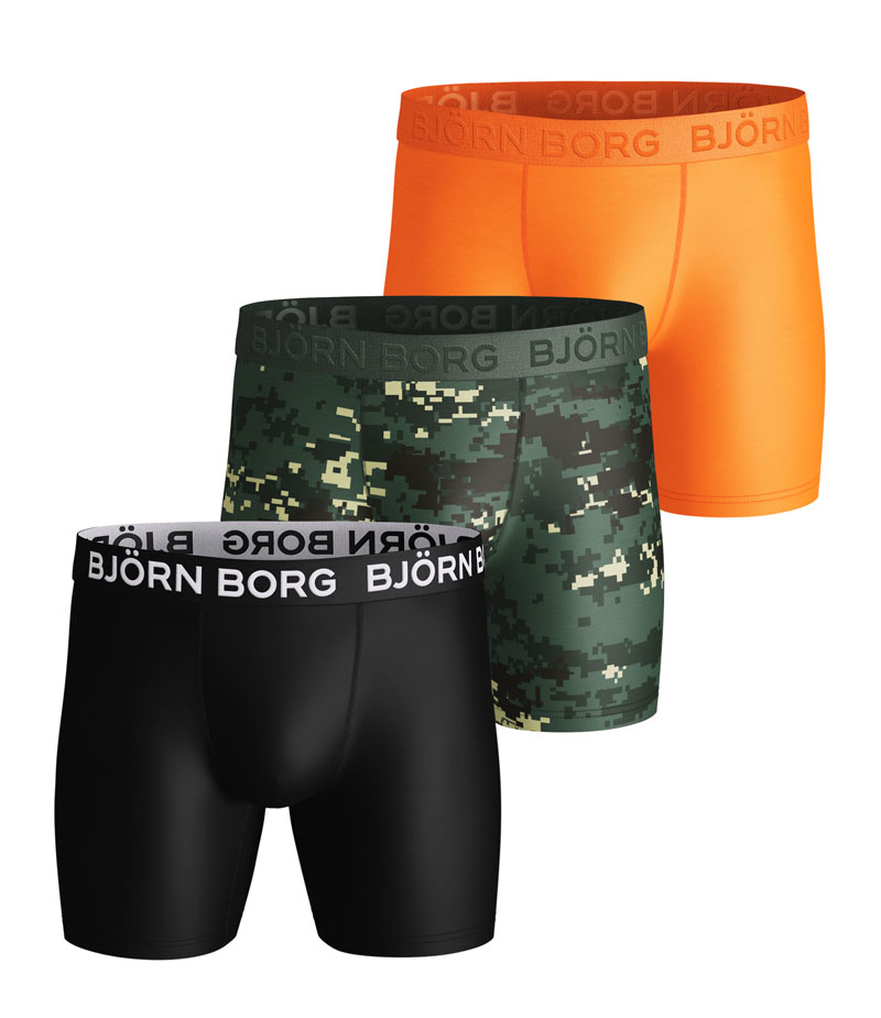 Bjorn Borg boxershorts Digital woodland oranje 3-pack