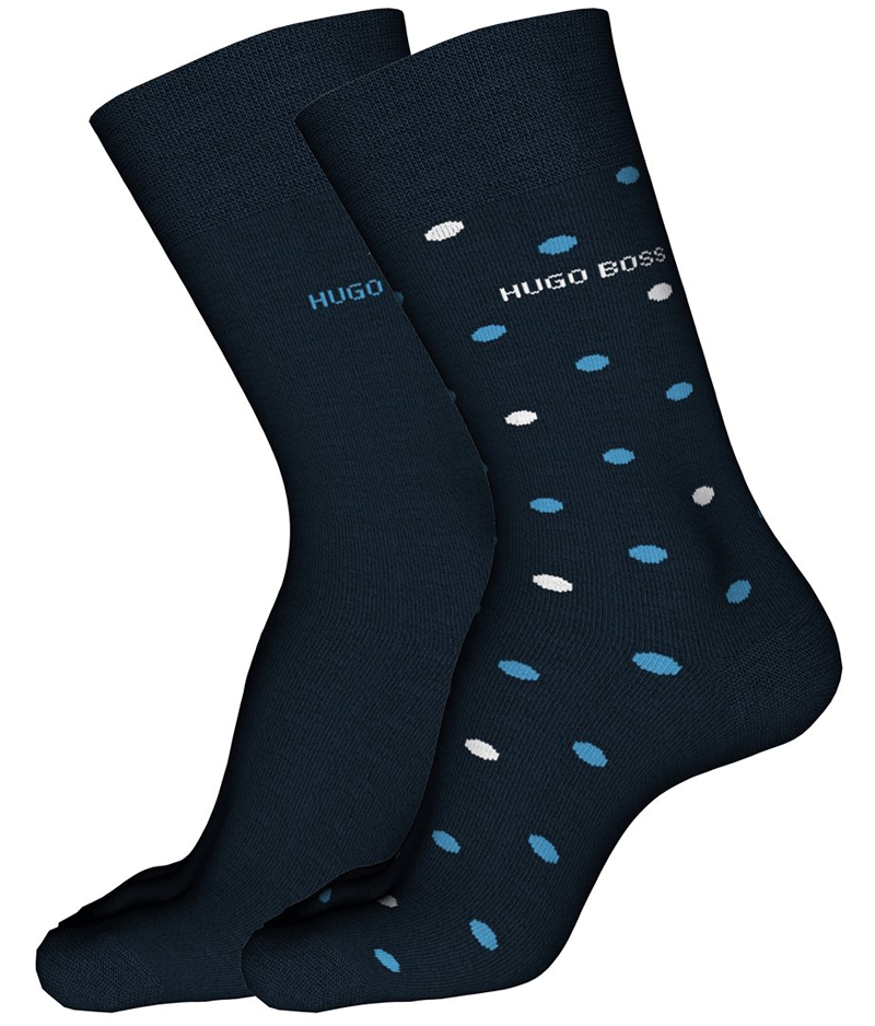 Hugo Boss sokken 2-paar met stippen blauw