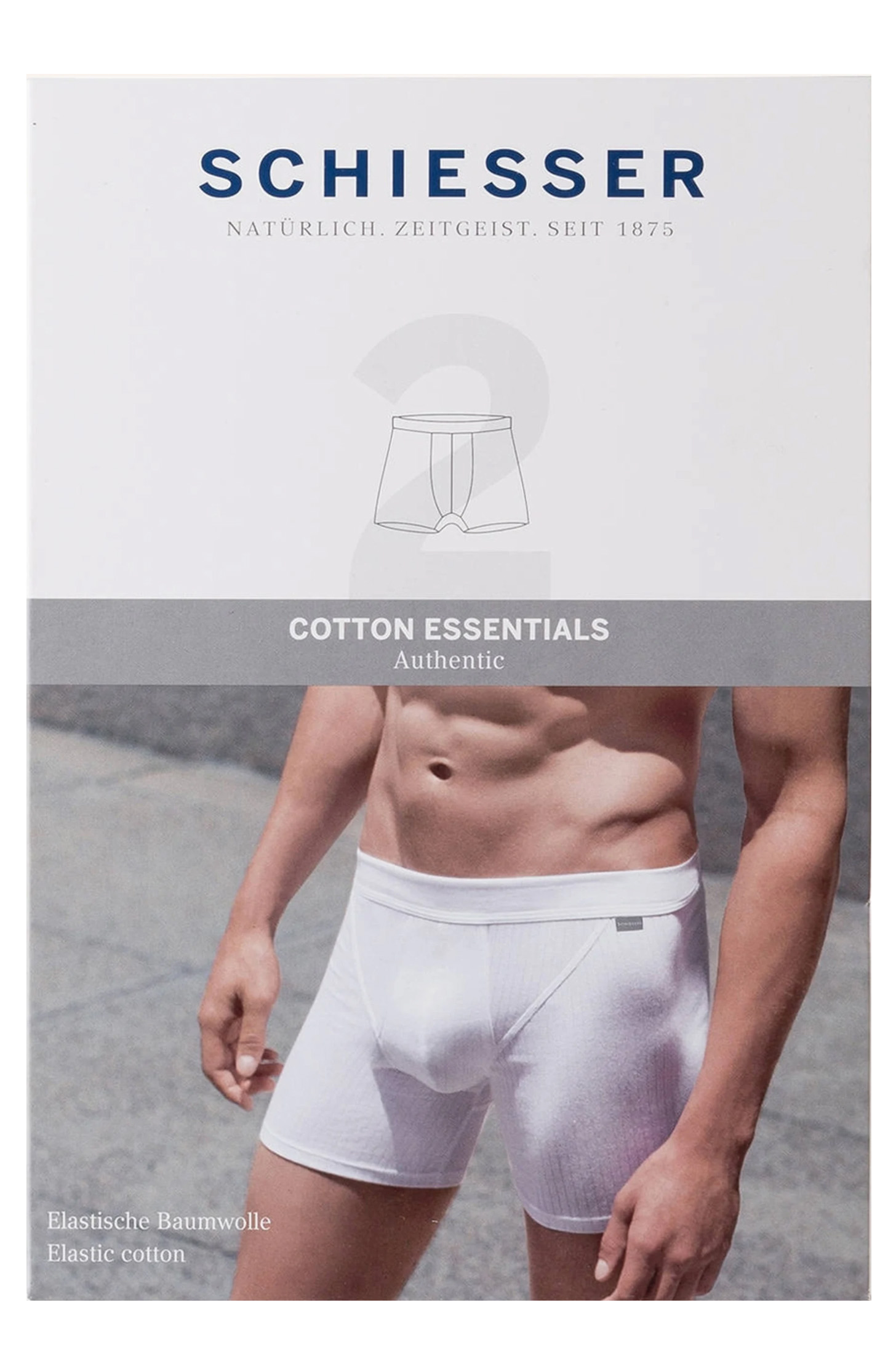 Schiesser boxershort met gulp 2-pack Authentic wit