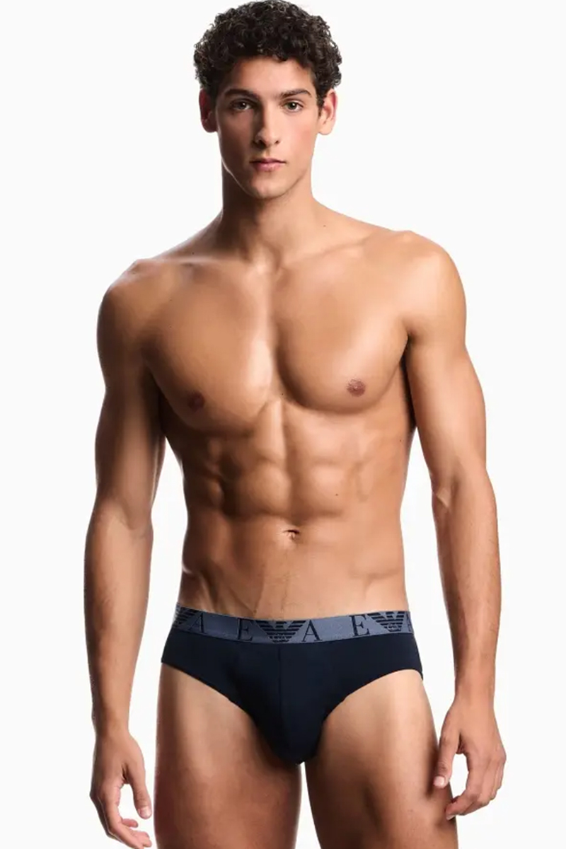 Armani slips 3-pack net EA logo band blauw