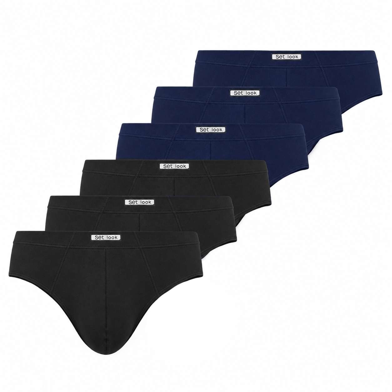 Set Heren slip microfiber 6-pack blauw/zwart