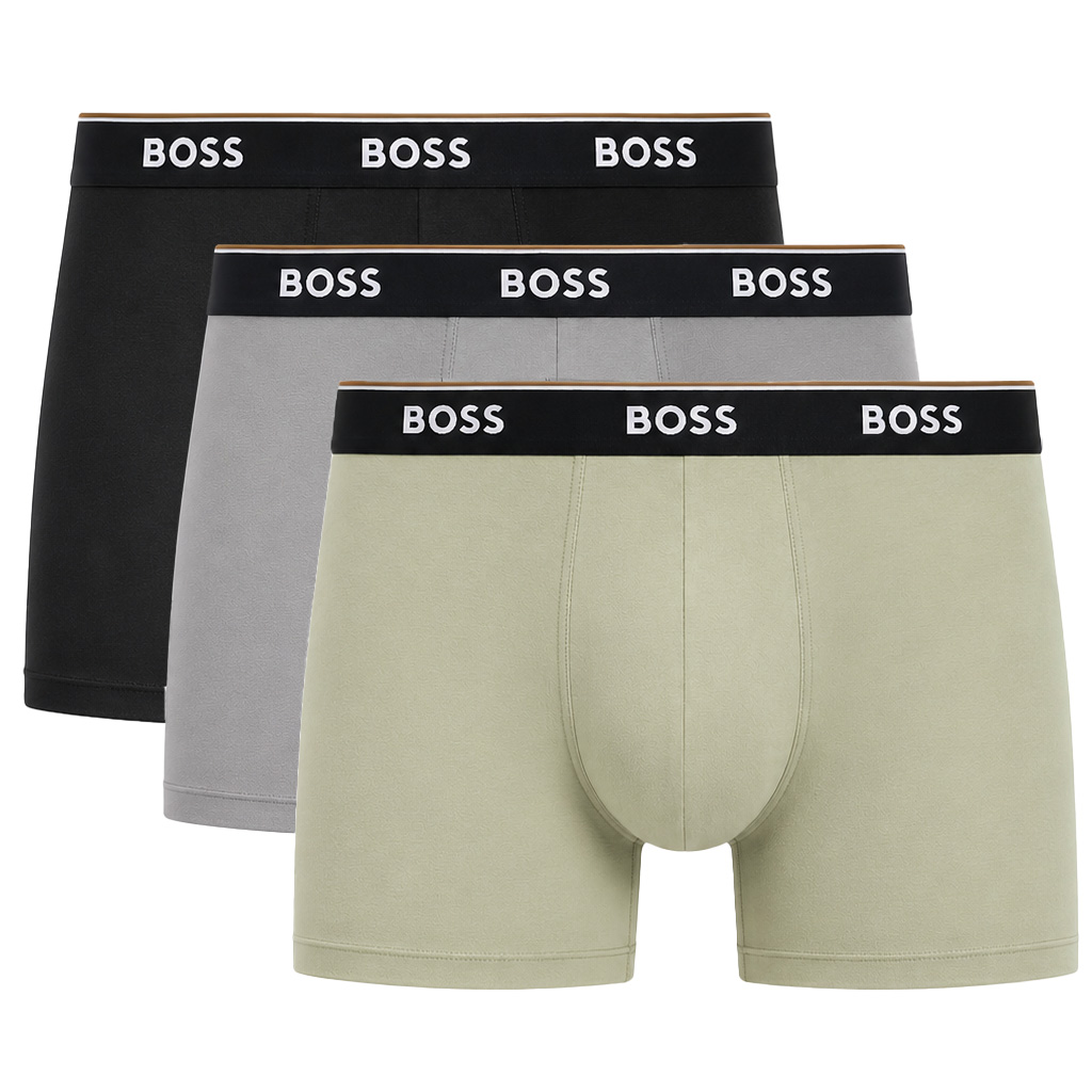 Boss Power boxershorts 3-pack grijs/blauw/khaki