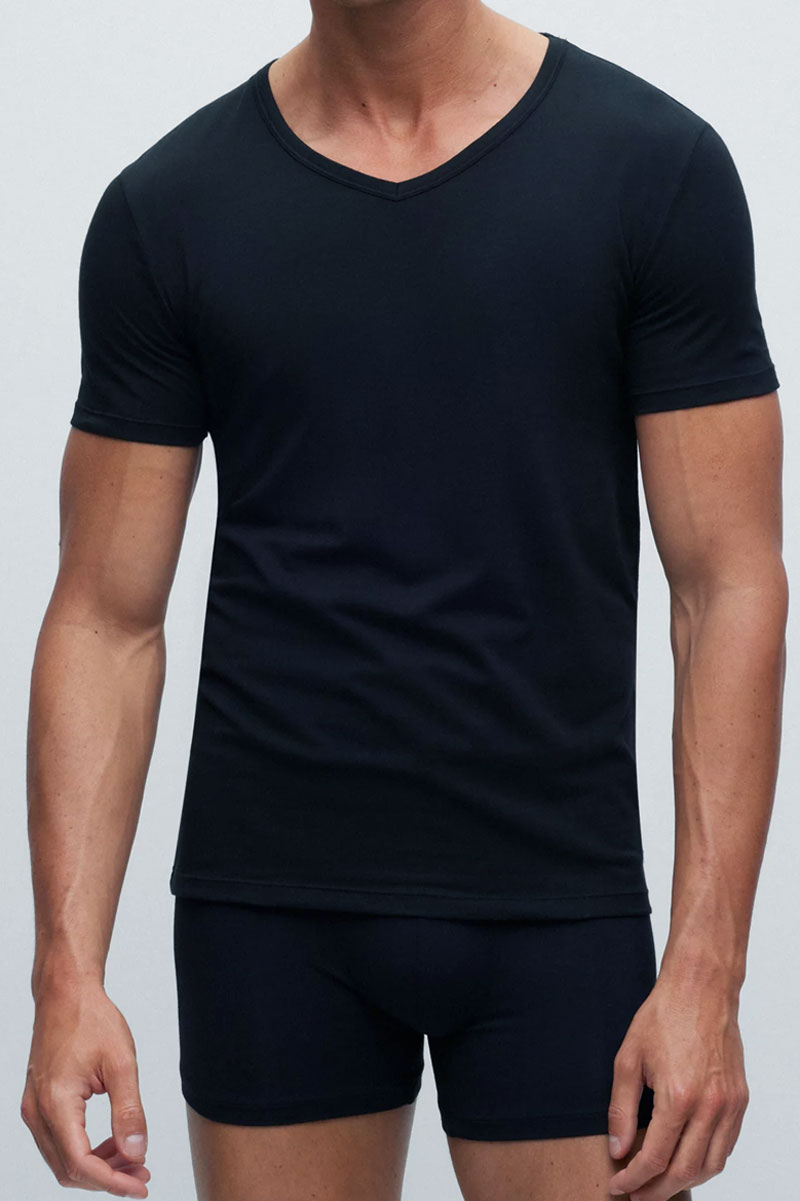 Hugo Boss V-shirt modern slim fit 2-pack zwart