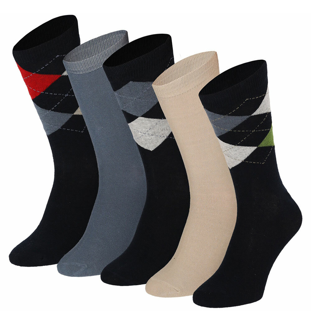 Apollo sokken 5-paar ruit-effen