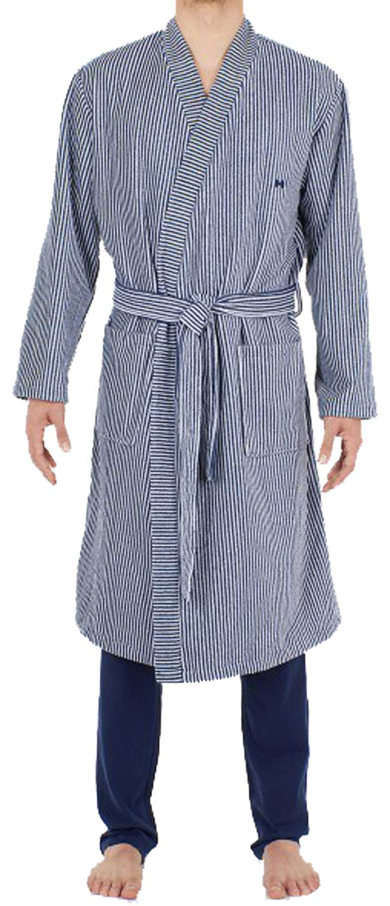 Hom badjas velours streep voorkant