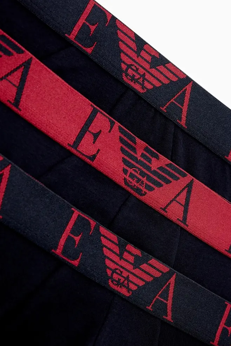 Armani boxershorts met logo band 3-pack zwart