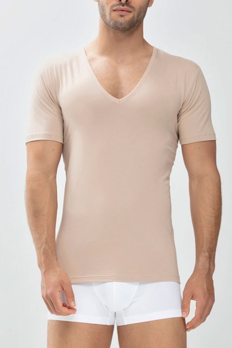 Mey dry cotton functional T-shirt V-hals beige