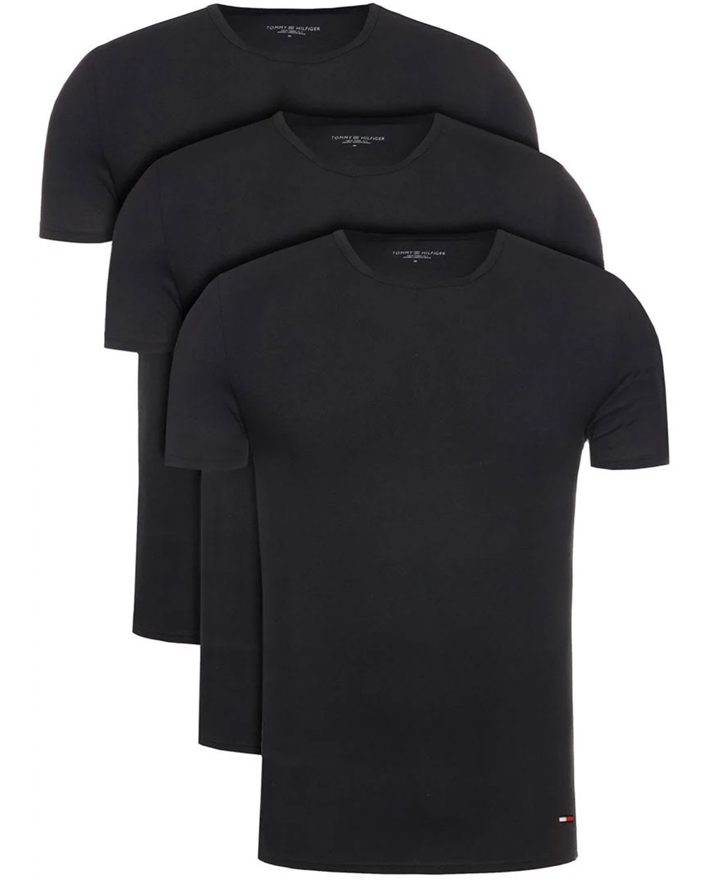Tommy Hilfiger T-shirts O-hals stretch 3-pack zwart