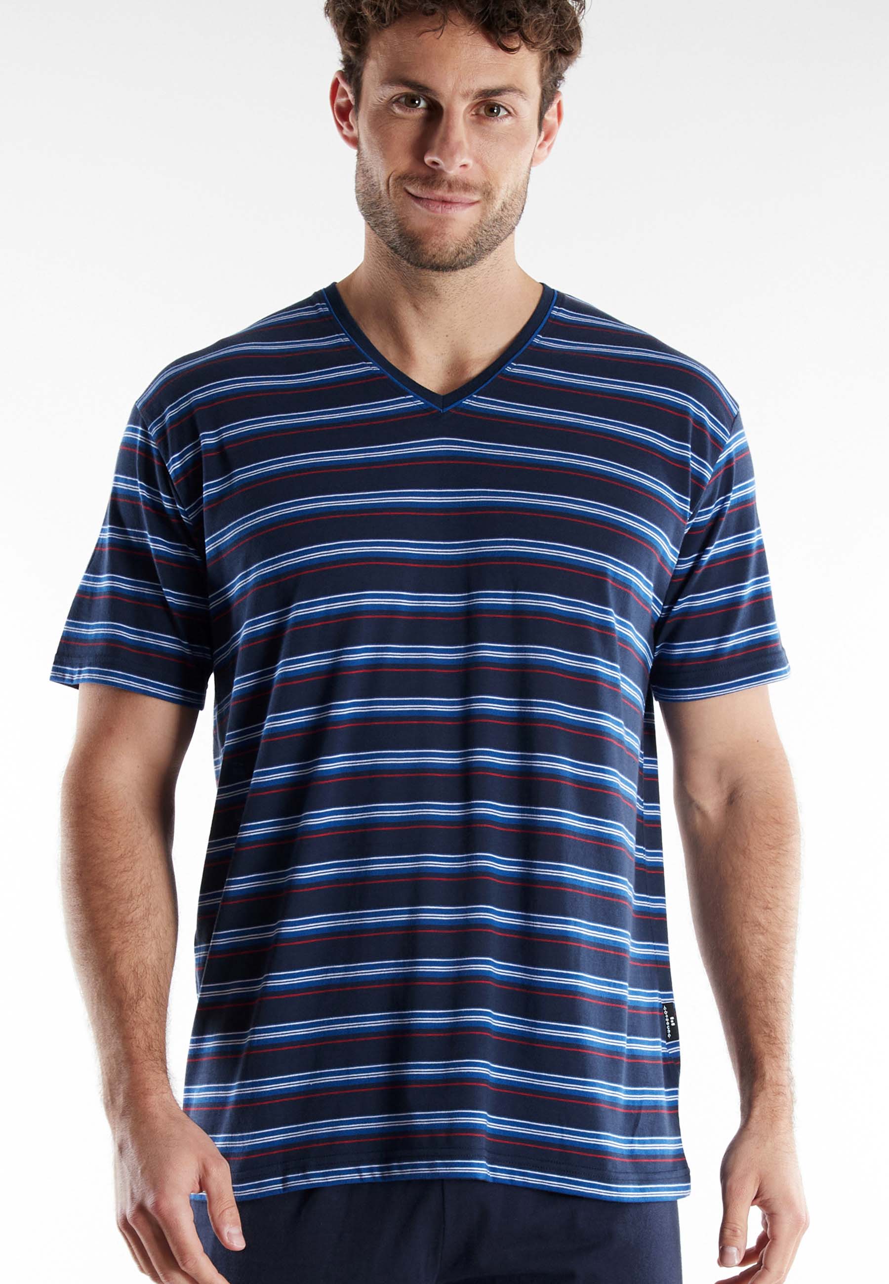 Gotzburg shortama Klima-active blauw met V-hals